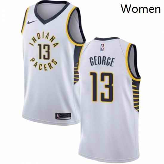 Womens Nike Indiana Pacers 13 Paul George Authentic White NBA Jersey Association Edition